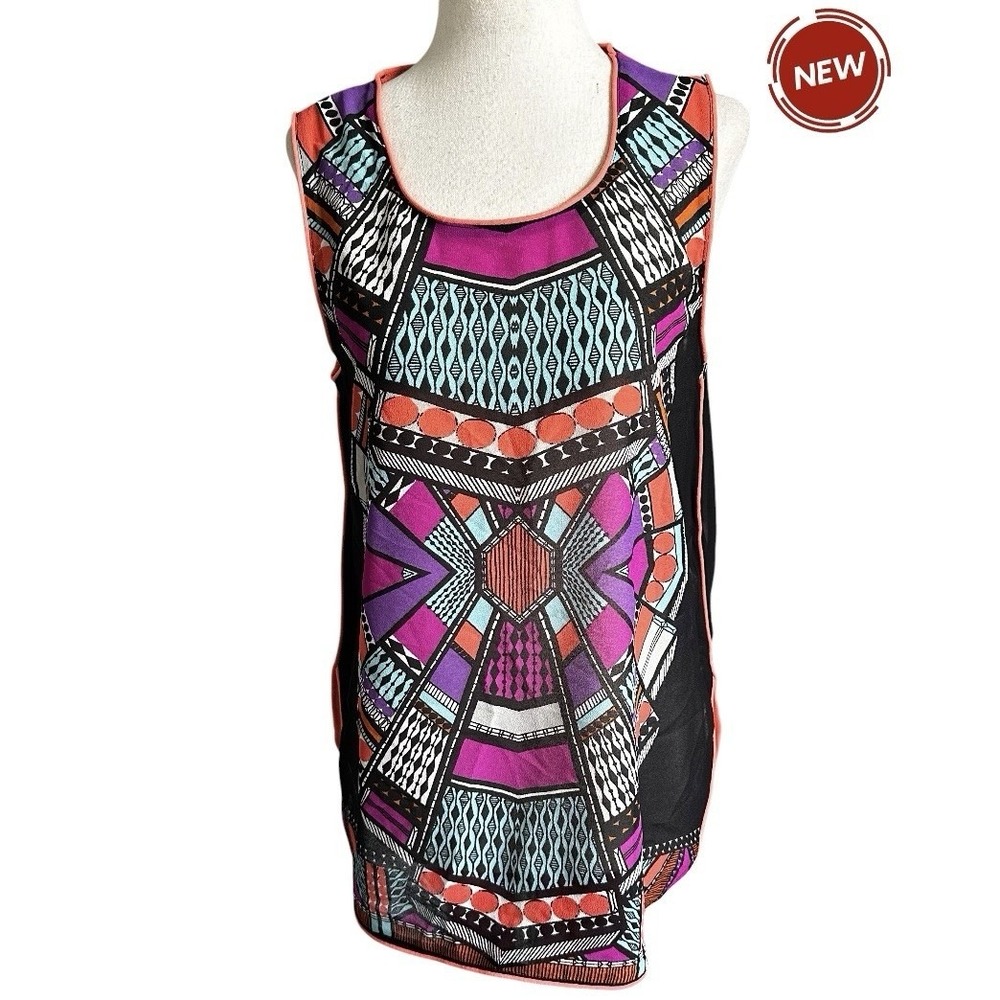Forever 21 Women Size Medium Tank Top Printed Colorful Sheer NWT | 6-43